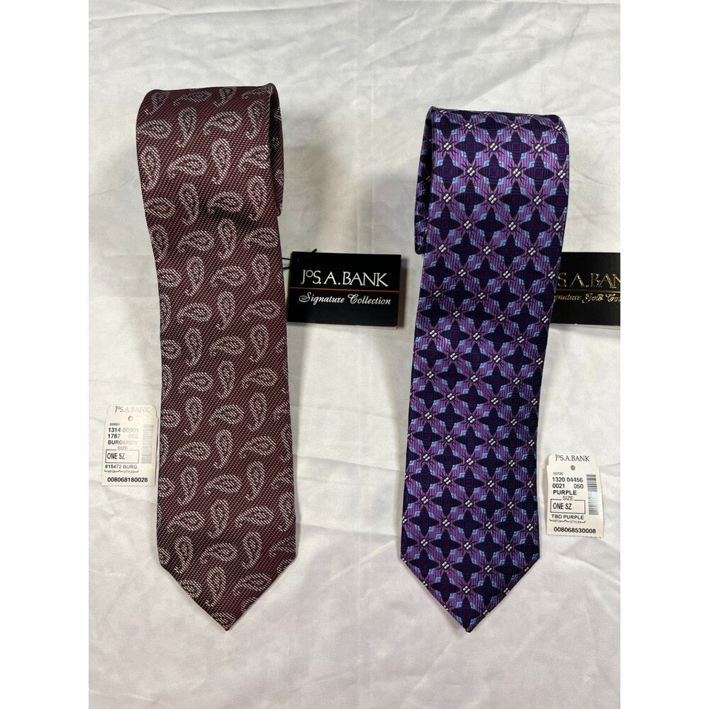 Jos A Bank Silk Tie Lot 2 Signature Gold & Signature Collection NWT Mens